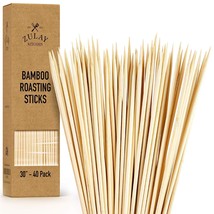 Authentic Bamboo Marshmallow Smores Sticks - 40 Extra Long 30&quot; Roasting Sticks - - £25.75 GBP