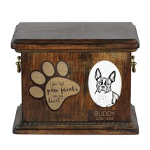 Urn for dog’s ashes with ceramic plate and description - Boston Terrier,... - £78.32 GBP