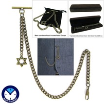 Albert Chain Bronze Pocket Watch Chain for Men with Star Design Fob T Bar AC61 - £14.14 GBP+