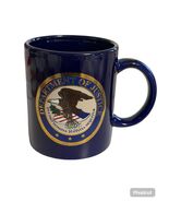 Department of Justice Seal Navy Blue Coffee Mug DOJ Eagle Emblem Ceramic... - $12.60