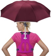 Wearable Hands-Free Umbrella From Primo Supply In Red For Uv, And Jogging. - £61.15 GBP