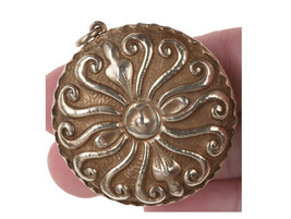 c1890 American Sterling repousse Pendant/Chatelaine trinket/pill box gold gilt - $181.91