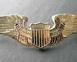 USAF AIR FORCE BASIC PILOT WINGS LAPEL PIN BADGE 2.75 INCHES GOLD COLORED  - £6.36 GBP