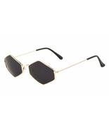 Slim Hexagon Geometric Wire Frame Luxury Sunglasses (Gold Metallic Frame... - £10.74 GBP