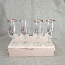 Set of 4 Coors beer gold rim 12 oz. footed beer glasses w/box - $9.60