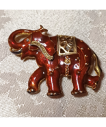 Vintage Red Enamel on Gold Tone Elephant Brooch Pin - $12.22 CAD