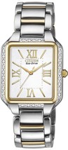 Citizen Eco-Drive EM0194-51A Women&#39;s Ciena 26 Diamonds Two-Tone White Dial Watch - £145.47 GBP