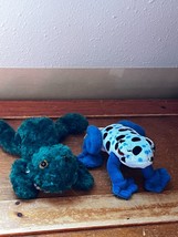 Lot of Wild Republic Blue Spotted Plush &amp; Russ Berrie Green FRIGGLES Frog Toad - £7.44 GBP