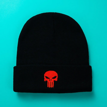Punisher Tactical Knit Ski Hat Beanie Skull Hat Black and Red - £4.53 GBP