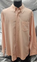 Ralph Lauren Chaps Mens XL Shirt Long Sleeve Button-Down orange w/ white Stripes - £19.26 GBP