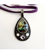 Vintage Teardrop Pendant Necklace Acrylic/Resin Inlay Handmade Jewelry M... - $367.86 MXN