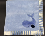 Nautica Kids Baby Blanket Whale Nautical Plush Stripe Trim Single Layer - £17.29 GBP