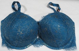 Victoria&#39;s Secret VERY SEXY PUSH-UP TEAL GOLD ACCENTED FLORAL LACE Bra S... - £55.85 GBP