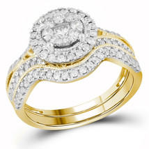 14kt Yellow Gold Round Diamond Bridal Wedding Engagement Ring Band Set 7... - $1,499.00