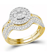 14kt Yellow Gold Round Diamond Bridal Wedding Engagement Ring Band Set 7... - £1,198.23 GBP