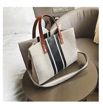 Women Canvas Bags Famous Brands Handbag Casual Female Bag Trunk Tote Ladies Shou - £30.18 GBP