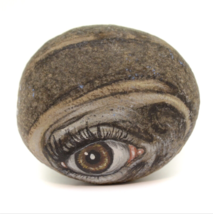Original Art Hand Painted Stone Rock Spirituel Stone Eye 2 1/4&quot; - £11.85 GBP