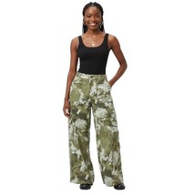 Anthropologie Green Viscose Palazzo Cargo Pants Wide Leg Elastic Waist S... - $89.05