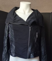 Guess Black Classic Faux Leather Biker Jacket Size Xl, See Description - £47.37 GBP