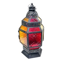 Moroccan Style Decorative Multi-Color Glass Lantern Candle Holder - £39.53 GBP
