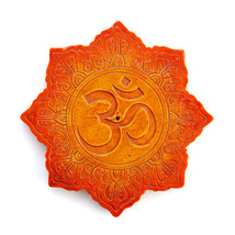Orange Om Lotus Flat Incense Burner - £15.64 GBP