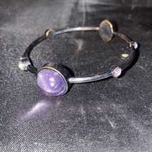 Vintage Black Copper Purple Cats Eye Galaxy Victorian Gothic Bracelet - £3.95 GBP
