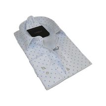 Men Shirt Hankie CASILA Turkey Cotton Blend 501850-01 White Blue Dots image 5