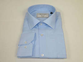 Men's Dress Shirt Charles TYRWHITT Turkey 100% Cotton CHT-17 Blue Pique image 4