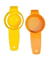 Tupperware Egg Separator &amp; Mini Strainer Set Yellow &amp; Orange Kitchen Tools - £11.63 GBP