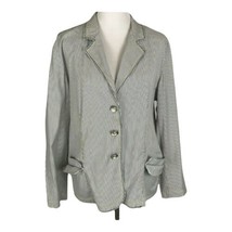 Chicos Womens Jacket Size 3=XL 16 Blue White Stripe Pockets Button Norm Core - £26.73 GBP