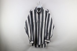 Vintage 90s Streetwear Mens Medium Rainbow Striped Color Block Button Down Shirt - £30.50 GBP