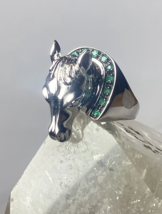 Horse ring face ring size 7 horseshoe good luck cowgirl sterling silver - £102.66 GBP