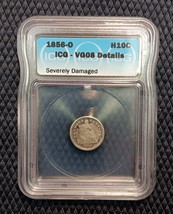 1856-O Silver Liberty Seated Half Dime 5¢ VG08 ICG Certified Dtls Severe... - $36.26