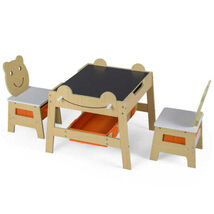 5-in-1 Toddler Table and 2 Chairs Cute Art Desk Set with Reversible Chal... - $112.39