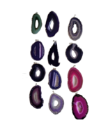 Agate Slab Slice Necklace Pendant Jewelry  Raw Stone Polished Encased - $18.45 CAD