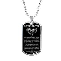 Express Your Love Gifts Biker&#39;s Prayer Angel Wings Bike Necklace Dog Tag Engrave - £55.52 GBP