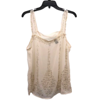 BKE Boutique Tank Top Womens L Used Cream Beaded - £12.07 GBP