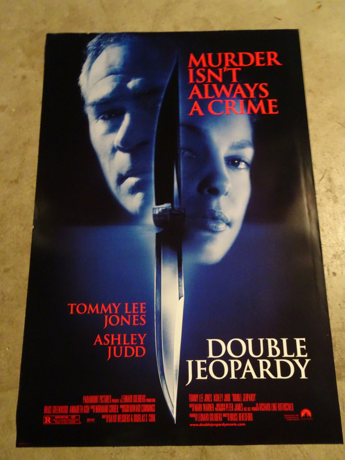 DOUBLE JEOPARDY MOVIE POSTER WITH TOMMY LEE JONES AND ASHLEY JUDD  - $20.00