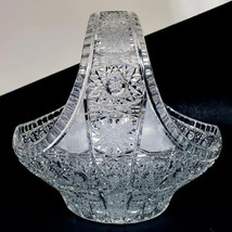 Fine Antique Queen lace Bohemian Czech Cut Crystal Basket Shape Bowl - £197.11 GBP