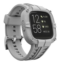 Compatible For Fitbit Versa 2 Bands With Case, Men Protective Case Band Rugged S - £30.29 GBP