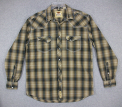 Larry Mahan Cowboy Collection Men&#39;s Pearl Snap Shirt Long Sleeve Brown P... - £17.33 GBP