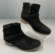Teva De La Vina Woman’s Size 7.5 Black Suede Leather Braided Ankle Boots-1008601 - £21.06 GBP