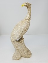 Yellow Beak Brown White Speckled Bird Statue Ceramic Perched Vintage - £22.22 GBP