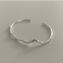 925 Sterling Silver Vintage Wave Unique Open Cuff Bracelet Bangle Women Jewelry - £80.97 GBP