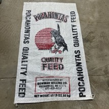 BOWMAN MILLING POCAHONTAS MO. Quality FEED SACK BAG Indian Maiden SIGN 31” X18” - $44.55