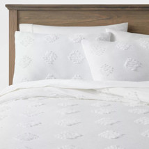 Full/Queen Tufted Diamond Crinkle Comforter &amp; Sham Set White - Threshold - NIB - £20.08 GBP