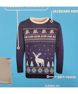 Aldi Gear Christmas Sweater Holiday Light LARGE L 2023 Dark BLUE W/ LOGO - $66.48 CAD