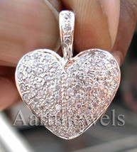 0.80ct Diamond 14k White Gold Lovely Heart Valentine Day Pendant - $683.98