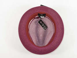 Men's Bently Semi Crushable Fedora Briad Straw Hat Dante DA226 Burgundy White image 5