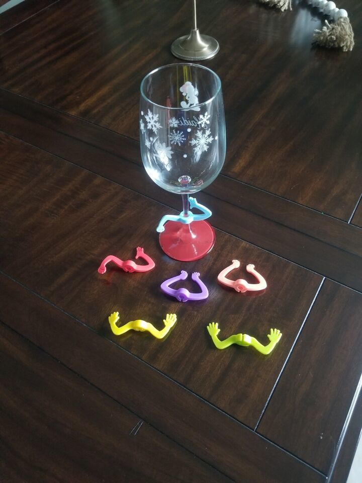 Primary image for 6pc. Silicone Charades Wine Glass Markers. New In The Box.